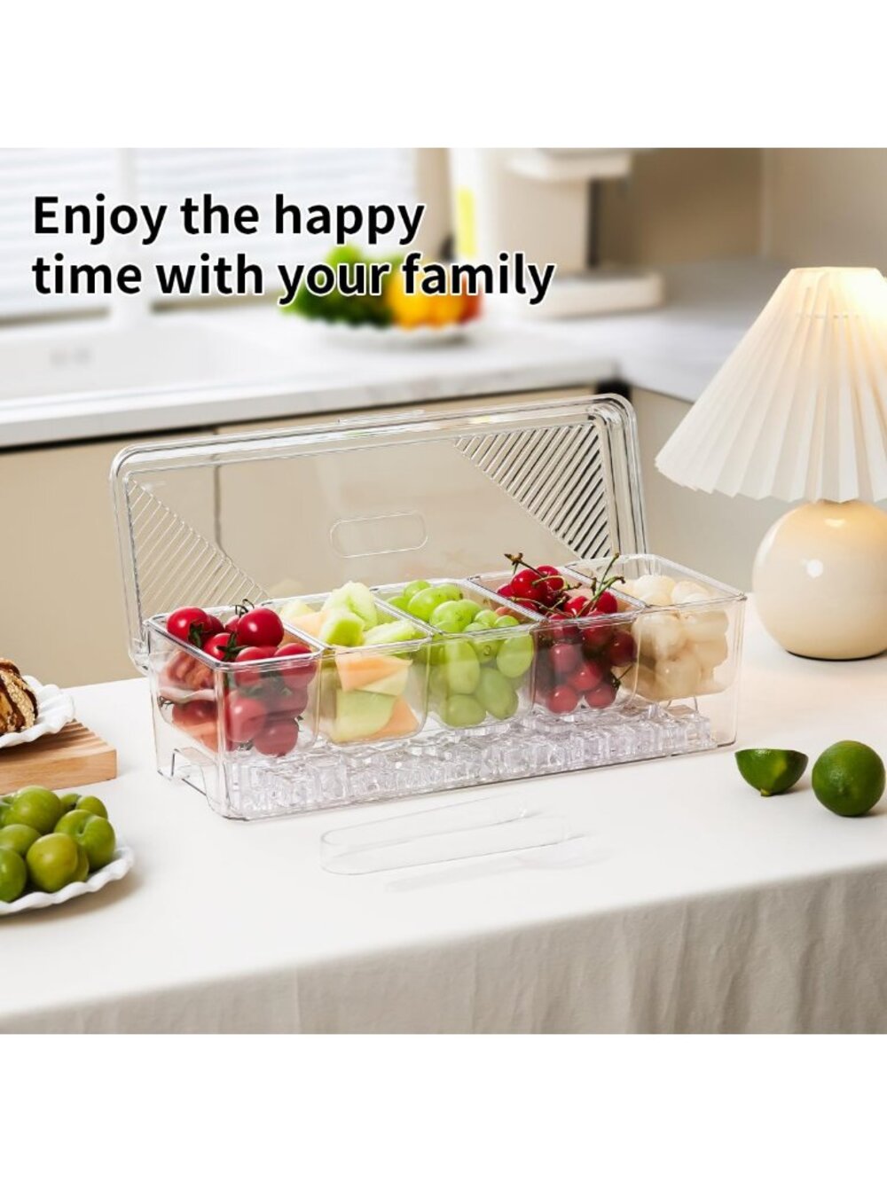 Chilled Condiment Caddy Set with Stackable Containers, 5 Spoons & Clips - Picture 8 of 8